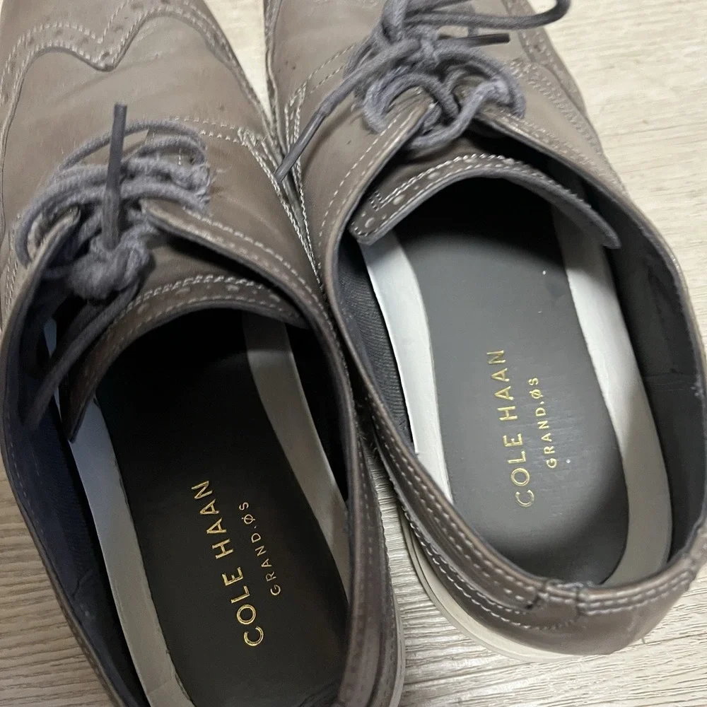Cole Haan Grand Wingtip Oxford Shoe Derby Stone Sz 10.5 M‎ Men's Gray